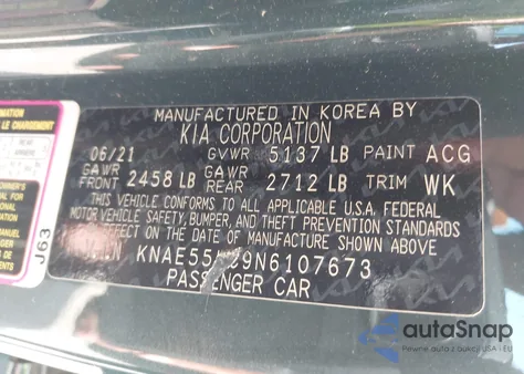 2022 Kia Stinger Gt2 из США, поврежденный, VIN KNAE55LC9N6107673